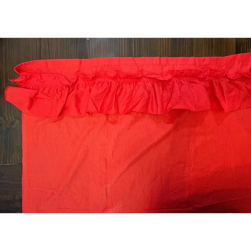 Red VTG Window Curtains Country Cottage Ruffle Pair Approximately 42" x 42" Each